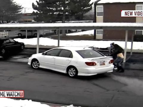 Carjacking caught on camera: tots inside stolen vehicle